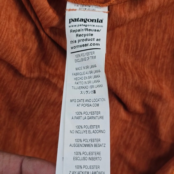 Patagonia Men's Orange Stripe Long Sleeve Crew Neck T-Shirt Size M‎ - Picture 8 of 10